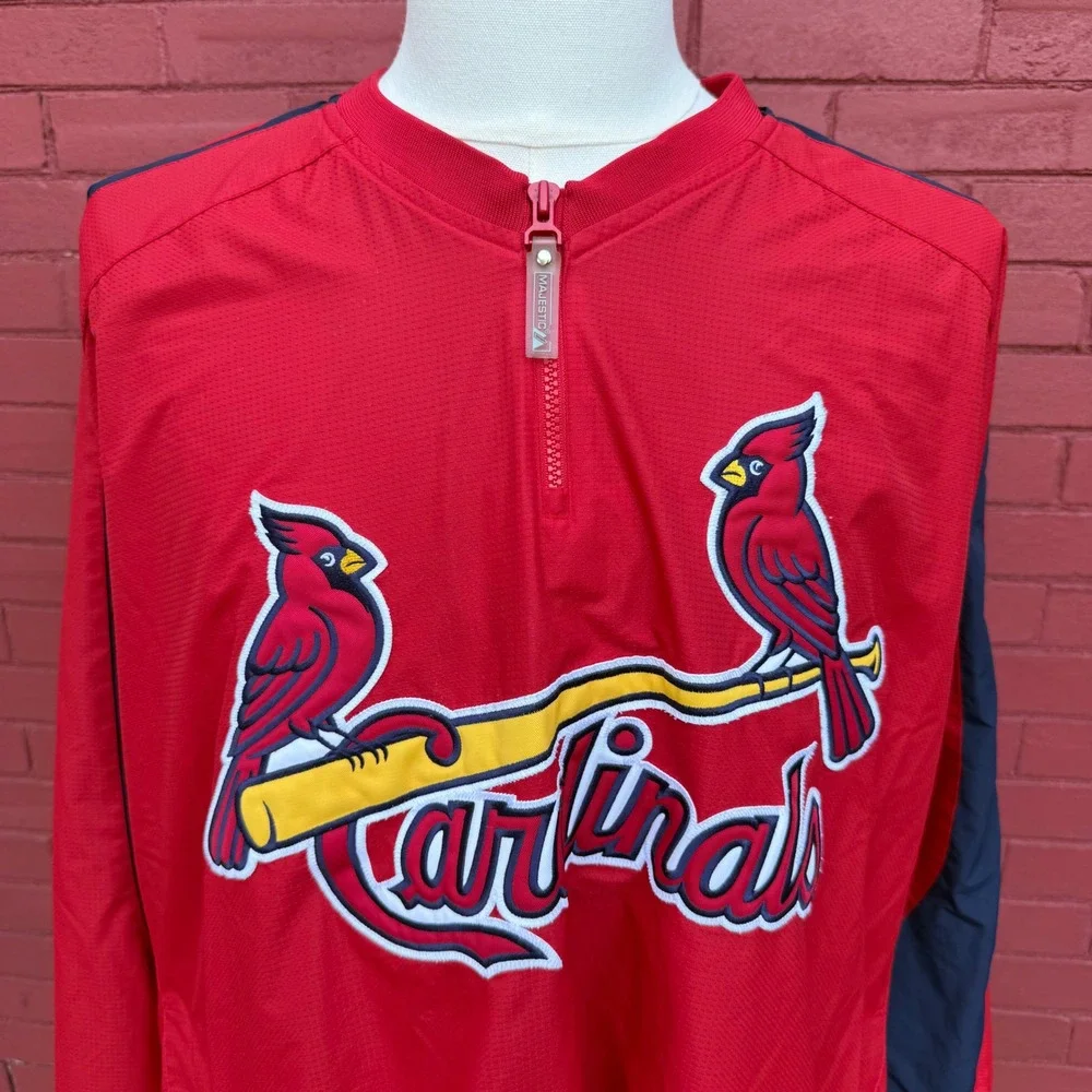 Majestic St. Louis‎ Cardinals MLB Pullover Jacket XXL Baseball Team Red Blue